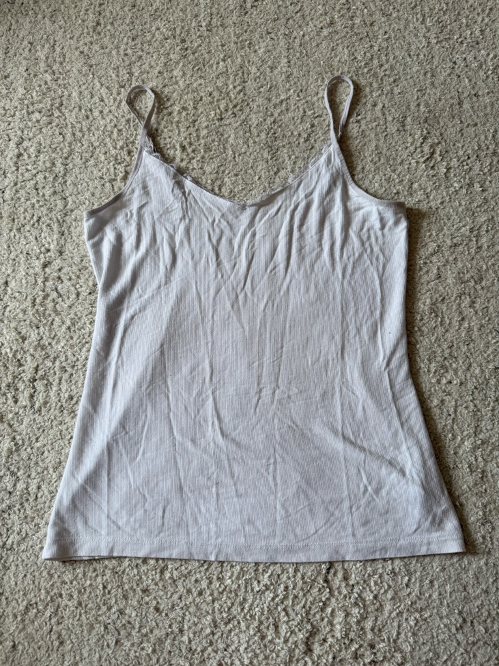 a new day white Ribbed V-Neck Cami with Thin Adjustable Straps